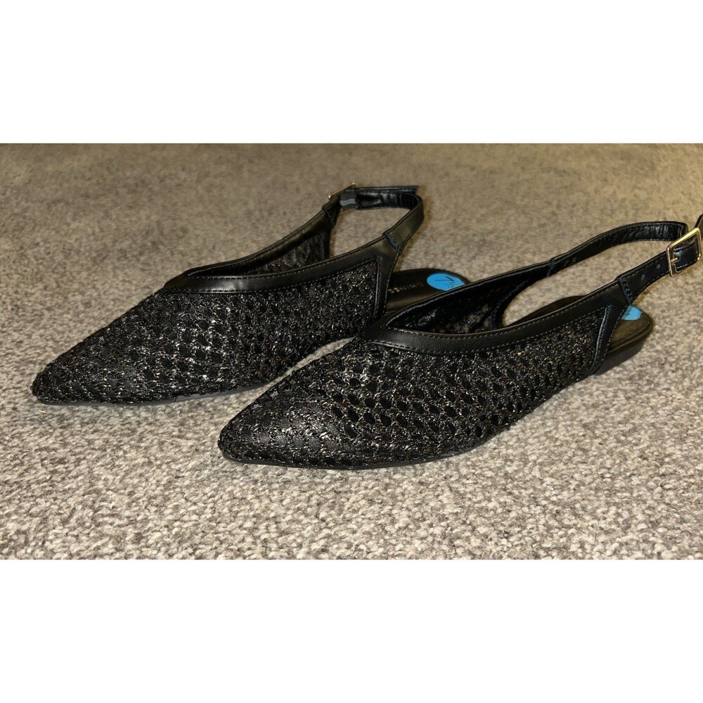 New Black Sling Back Ballet Flats Woven Mesh 7.5 Chinese Laundry